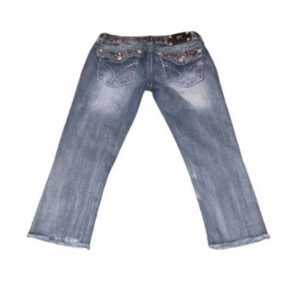 Miss Me Jeans Size 28 Signature Cuffed Capri studded embellished distressed - Picture 2 of 12